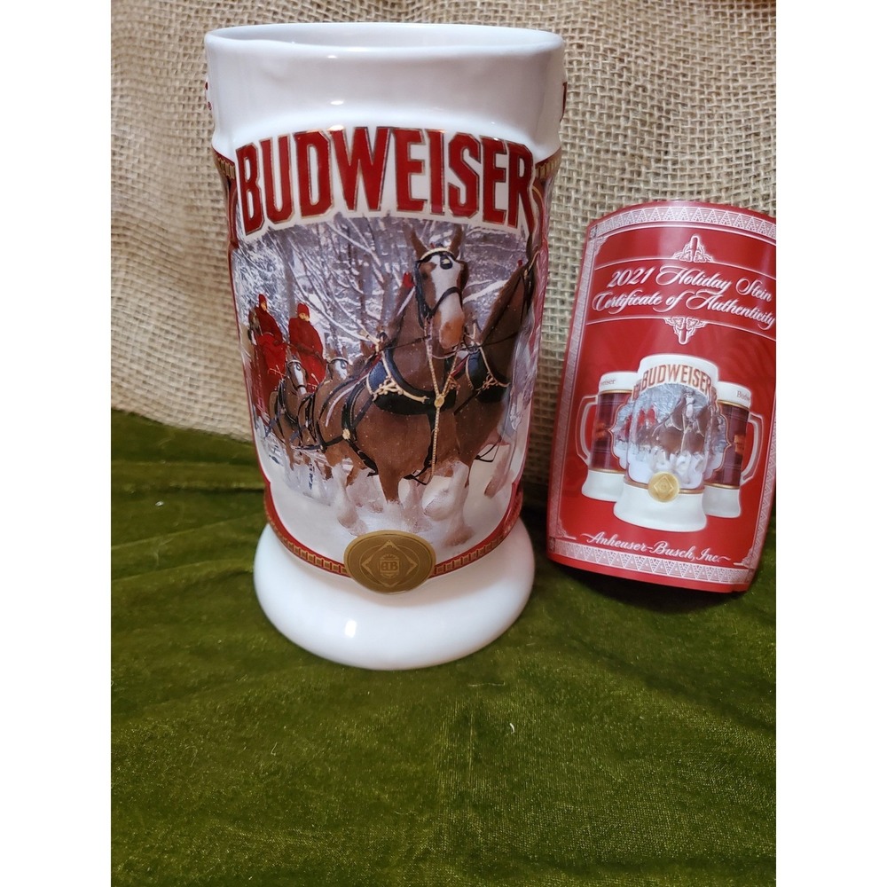 Budweiser Holiday Stein 2021 Clydesdales Beer Mug w/ Certificate of Authenticity